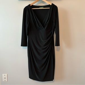 Lauren, elegant draped black dress, Size 14, EUC
